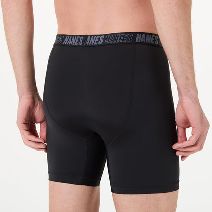 Hanes Men's Moves Performance Boxer Brief, Total Support Pouch, Regular, Trunk, and Long Leg, 3-Pack, Red/Grey/Black, XL (Pack of 3)