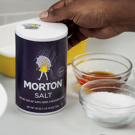 Morton Plain, All-Purpose, Non-Iodized Salt, Perfect for Cooking & Table Salt Use, (26 oz), 2-Pack -