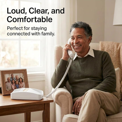 Téléphones fixes pour la maison - Téléphones pour malentendants - Téléphone filaire pour seniors - Téléphone rétro - Version améliorée du téléphone fixe de 1965 - Téléphone analogique - Grosses touches, téléphones iSoHo (blanc)