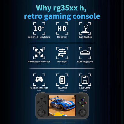 RG35XX H, Anbernic Retro Handheld Gaming Console with 64GTF Card, Dual Joystick Design 3.5-inch HD Screen Lasts up to 8 Hours High-Capacity Battery for Better Experience (64G Purple)