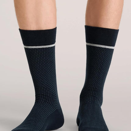 Ted Baker Men's 3 Pack Pattern Crew Dress Socks, Denim Heather/Navy, One Size