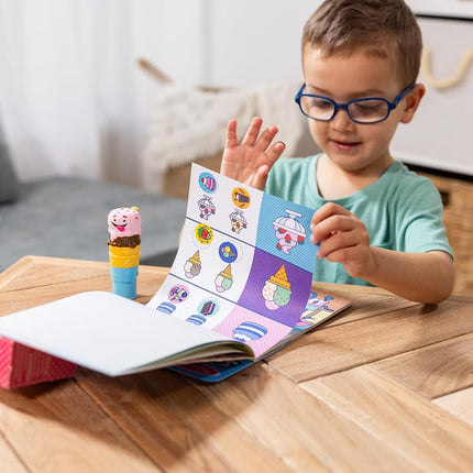 Melissa & Doug Sticker WOW!™ 24-Page Activity Pad and Sticker Stamper, 300 Stickers, Arts and Crafts Fidget Toy Collectible Character – Ice Cream - FSC Certified