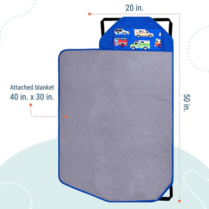 Wildkin Modern Nap Mat for Kids – Soft Cozy Cotton Blend with Pillow & Elastic Straps, Ideal for School & Travel - Heroes