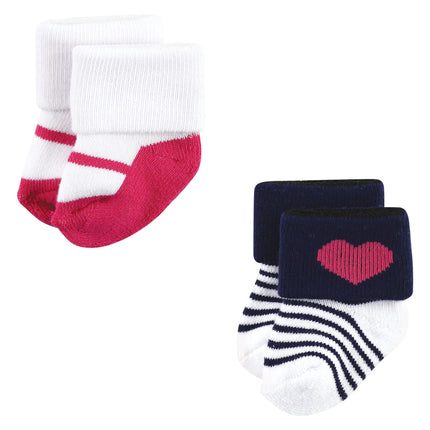 Luvable Friends Women's, Navy Mary Janes, Unisex Newborn and Baby Terry Socks, 6-12 Months, X-Small (Pack of 12)