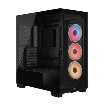 CORSAIR 3500X LX-R RGB iCUE LINK Panoramic Mid-Tower PC Case – 3x Pre-Installed LX120-R RGB Fans, Includes iCUE LINK System Hub, GPU Anti-Sag Arm, Fits up to 10x 120mm Fans – Black