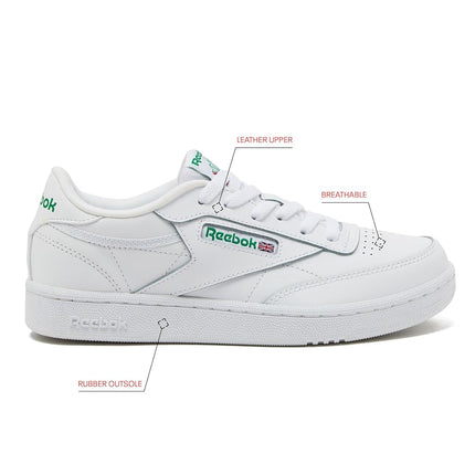 Baskets Reebok Club C pour garçon, Blanc/Vert Glen/Bleu Vector, Taille 38.5 Enfant