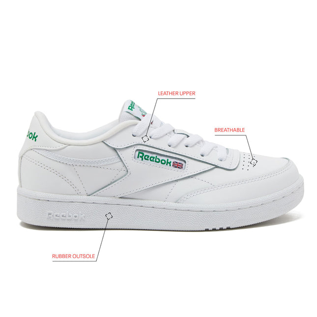 Zapatillas Club C Reebok para niño, blanco/verde Glen/azul Vector, 5.5 niño grande