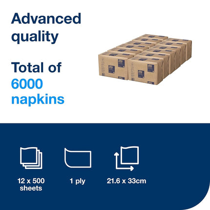 Tork Xpressnap Natural Dispenser Napkin N4, Recycled 1-ply, 21.6cm x 33cm, 12 Packs x 500 Napkins, 2297323