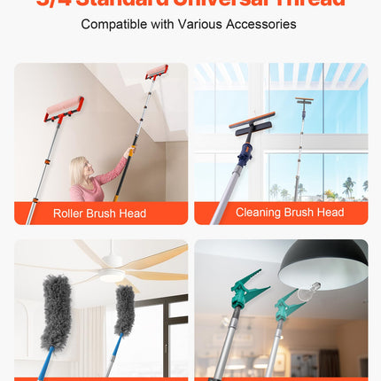 VEVOR Telescopic Extension Pole, 4.66-19 FT Multi-Purpose Extendable Pole, Sturdy Aluminum Alloy Paint Pole Extension with Flip-Lock Design, High Reach Roller Stick for Painting, Dusting and Cleaning