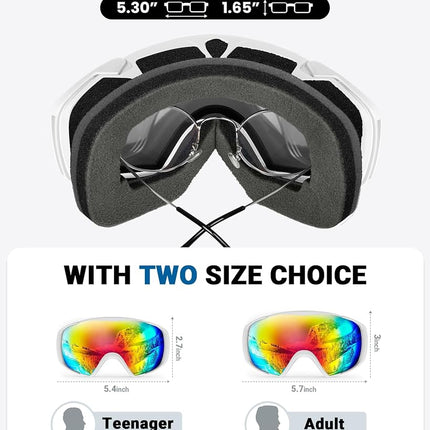 OutdoorMaster Ski Goggles with Cover Snowboard Snow Goggles OTG Anti-Fog for Men Women, Vlt 21.24%