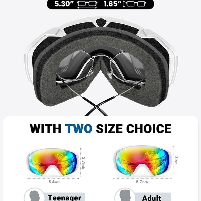 OutdoorMaster Ski Goggles with Cover Snowboard Snow Goggles OTG Anti-Fog for Men Women, Vlt 21.24%