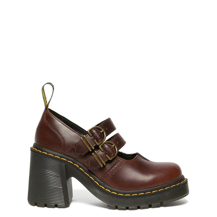 Dr. Martens Women's Eviee Platform, Dark Brown Pull Up, 11