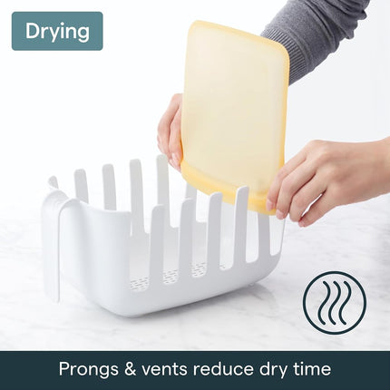 YouCopia Dry&Store Reusable Bag Drying Rack and Bin Set, Silicone Bags Organizer and Storage