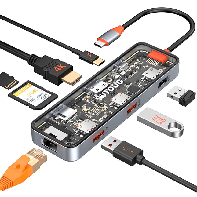 USB C Hub, SUTOUG 8 in 1 USB C Hub Multiport Adapt
