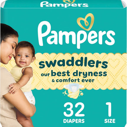 Pampers Swaddlers Diapers, Size 1 (8-14 lbs), 32 C