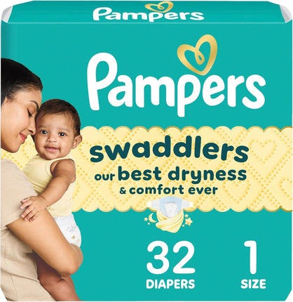 Pampers Swaddlers Diapers, Size 1 (8-14 lbs), 32 C