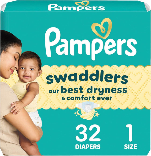 Pampers Swaddlers Diapers, Size 1 (8-14 lbs), 32 C