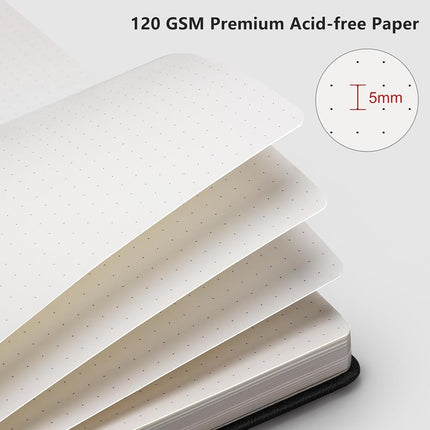 RETTACY Dotted Journal Notebook, 256 Pages, A5 Medium Size (5.7'' × 8.3'')