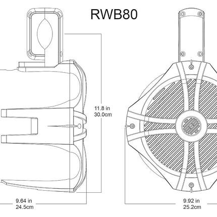 (2) Pairs Rockville RWB80W 8" White 600w Marine/Boat Wakeboard Tower Speakers