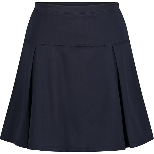 IZOD Girls' School Uniform Pull-on Scooter Skirt with Undershorts, Knit Waistband & Functional Pockets, Wrinkle Resistant, Navy Performance, 12