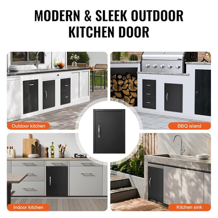 VEVOR BBQ Access Door, 415x570 mm Single Outdoor Kitchen, Cold Plate Flush Mount, Wall Vertical With Handle, for BBQ Island, Grilling Station, Outside Cabinet