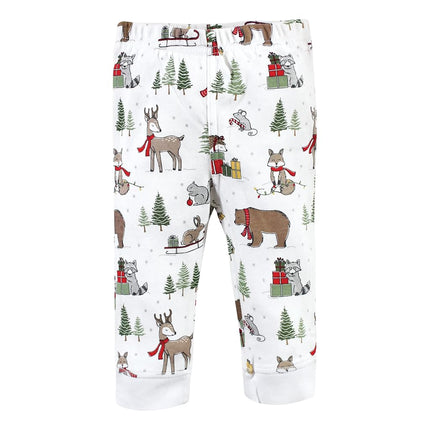 Hudson Baby Pantalones y Leggings de Algodón para Bebé Niñas, Bosque de Navidad, 3-6 Meses