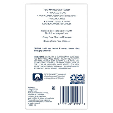 Bioré Lingettes Nettoyantes Quotidiennes en Profondeur des Pores, 60 unités