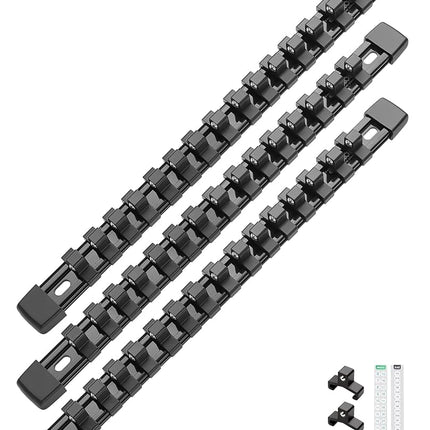 ALOANES 3pc ABS Socket Organizer, 3/8 Inch, Heavy 