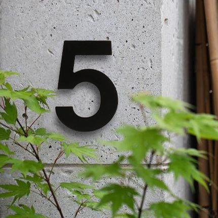 HASWARE 304 Stainless Steel Modern House Number Powder Coating Stylish Door Alphabet Plaque Street Home Decor (4, 8 Inch Black)