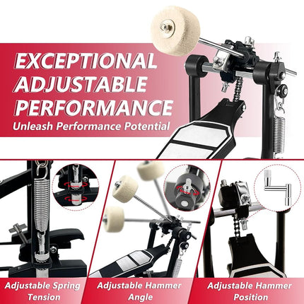 Bass Drum Pedal, Single Kick Drum Pedal with Heavy-Duty Footboard and Chain Drive