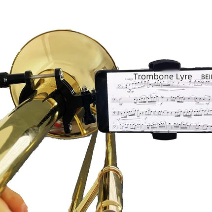 BEIIRLLA Trombone Phone Mount Lyre, Black, Adjusta