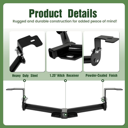 ALMULOO Heavy-Duty 1.25" Class 1 Trailer Tow Hitch Receiver Compatible with 2009-2014 Acura TL TSX & Compatible with 2008-2010 Honda Accord Coupe & Sedan Capacity 2000LBS
