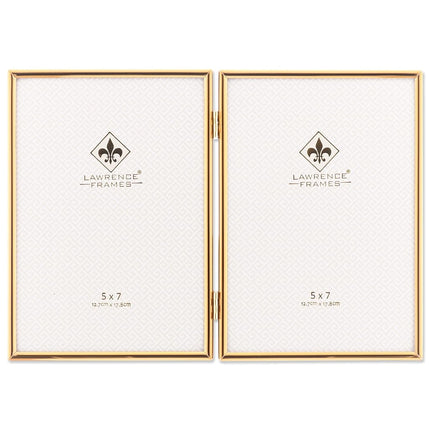 Lawrence Frames Hinged Simply Gold Metal Picture Frame, 5x7 Double