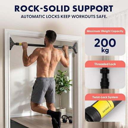 SQUATZ Doorway Pull Up Bar, Adjustable No-Drill Chin Up Bar for Door Frame