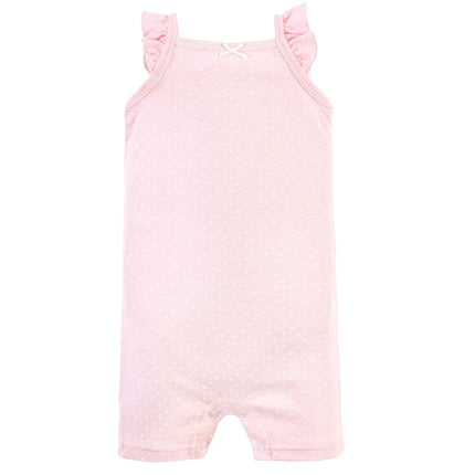Grenouillères unisexe en coton Hudson Baby, motif à pois floraux roses, 6-9 mois
