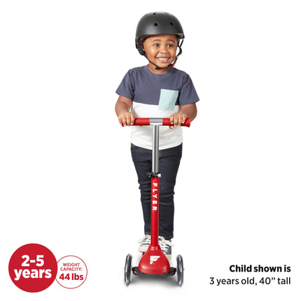 Kids Scooter, Toddler Scooter, Flyer Glider Jr. with Light Up Wheels, Red, Radio Flyer Ride On Toys for Kids 2-5 Years Old, for Outdoor Riding