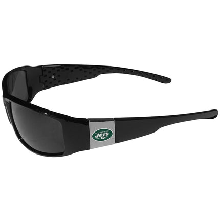 NFL Siskiyou Sports Fan Shop New York Jets Chrome Wrap Sunglasses and Bag One Size Black
