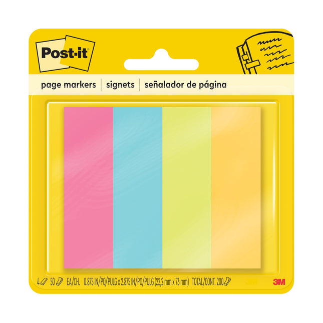 Post-it Page Markers, Assorted Colors, 1 in x 3 in