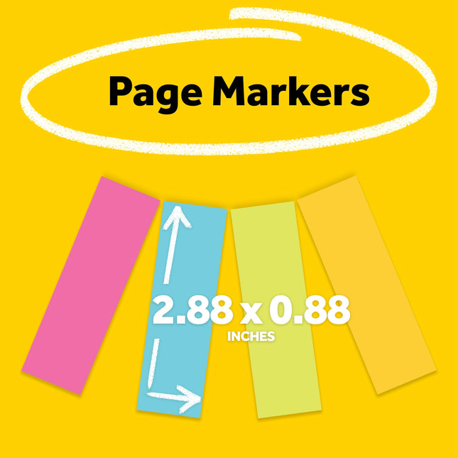 Marque-pages Post-it, couleurs assorties, 2,5 cm x 7,6 cm, 50 feuilles/bloc, 4 blocs/paquet (671-4AU)