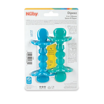 Nuby Dipeez 2 in 1 Silicone Spoons/Dipper, 2pk, Colors May Vary