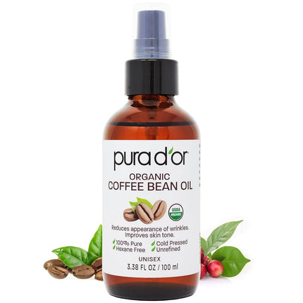 PURA D'OR 3.38 Oz ORGANIC Coffee Bean Oil - 100% P