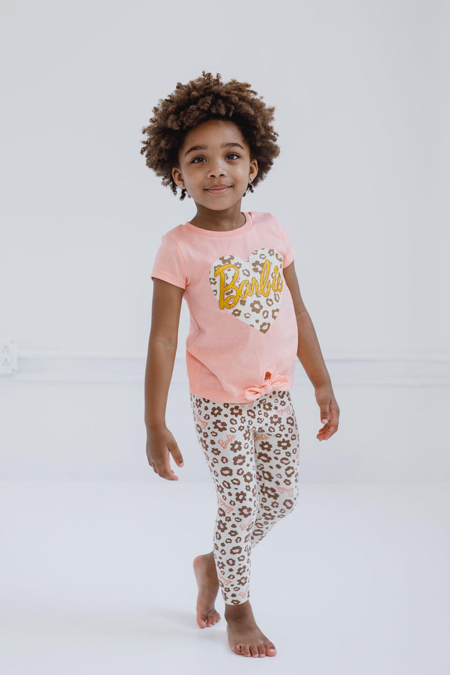 Barbie Girls 2-14-16 Top and Leggings Set, Pink, Leopard, 5 Years