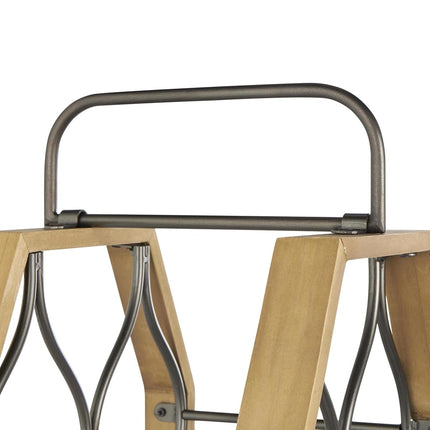 Deco 79 Wood Tall 8 Slot Wine Rack with Gray Metal Curved Teardrop Holders, 10" x 9" x 29", Brown