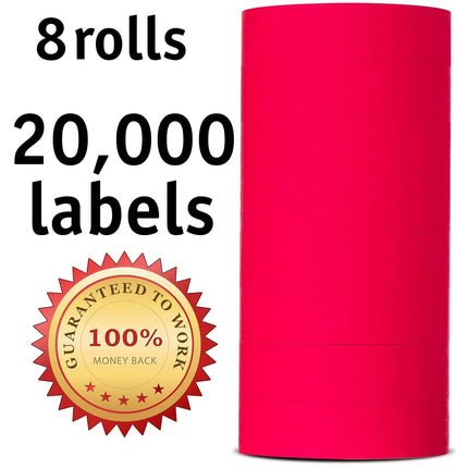 Labels for Monarch 1131 Labeler - Pink - 20,000 Labels - Pack with 8 Rolls - Ink Roller Included - Made and Delivered by Labels for Us