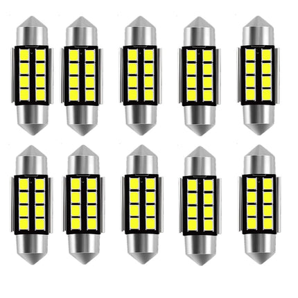 WLJH Ampoule feston LED 31 mm extrêmement lumineuse Canbus sans erreur 2835 Chipsets DE3022 DE3175 Ampoules LED d'intérieur pour plafonnier, carte, porte, éclairage de courtoisie (10 pièces, blanc)