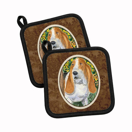 Caroline's Treasures Basset Hound Pair of Pot Holders SS8964PTHD, Fabric, Multicolor