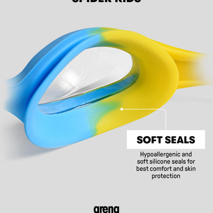ARENA Spider Kids Swimming Goggles For Children, Pool Goggles With UV Protection, Self-Adjusting Nose Bridge, Hypoallergenic Silicone Seals, Anti-Fog Treatment, 2-5 Years