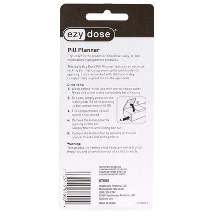 Ezy Dose Daily Locking Pill Organizer and Planner │Secure Prescription Medications │ Prevent Accidental Spilling