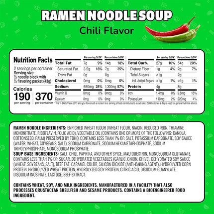 Maruchan Ramen Hot Chili Flavor, 3 Oz, 24 Ct