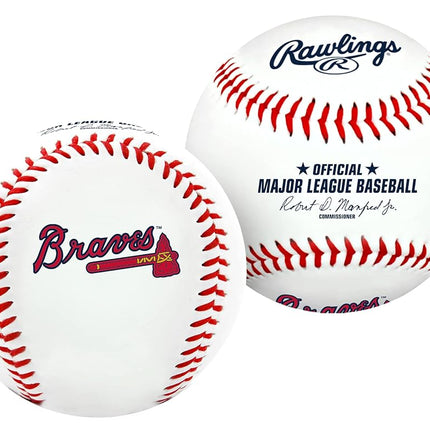 Rawlings MLB Atlanta Braves Team Logo Baseball, Official, White